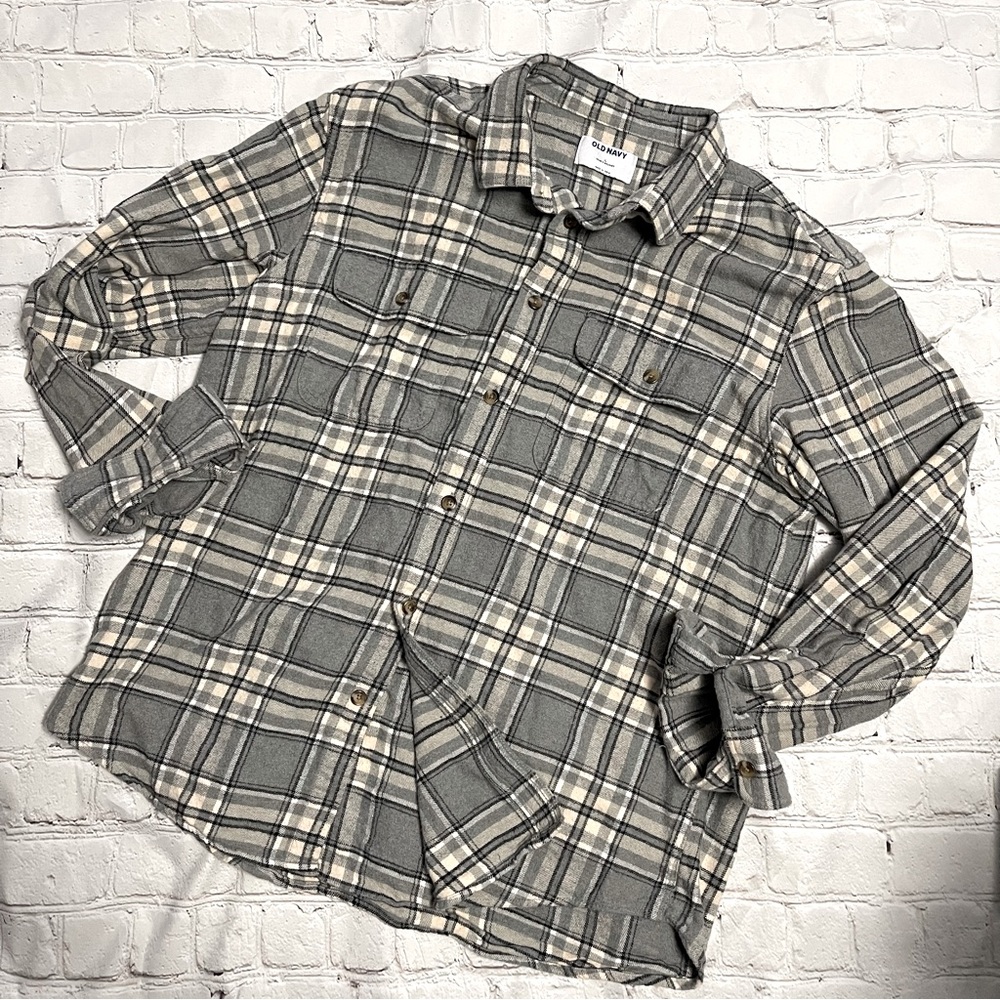[on] flannel shirt